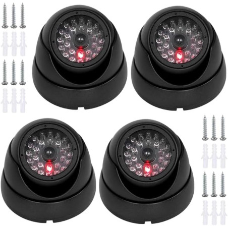 PORFOYO 4 Pièces Caméra Dôme Factice, Caméra Factice De Surveillance CCTV, Fausse De Sécurité, Surveillance Virtuelle De Sécurit