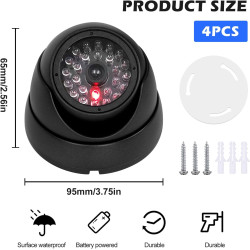 PORFOYO 4 Pièces Caméra Dôme Factice, Caméra Factice De Surveillance CCTV, Fausse De Sécurité, Surveillance Virtuelle De Sécurit