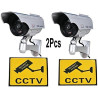 BW Lot de 2 Fausses caméras de vidéosurveillance à énergie Solaire étanches