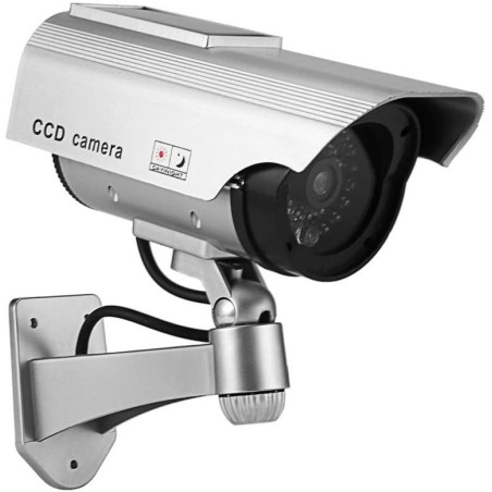 BW Caméra factice – Fausse caméra de vidéosurveillance à énergie solaire avec lumière LED clignotante, utilisation en intérieur 