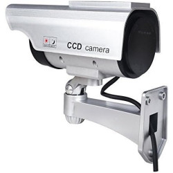 BW Caméra factice – Fausse caméra de vidéosurveillance à énergie solaire avec lumière LED clignotante, utilisation en intérieur 