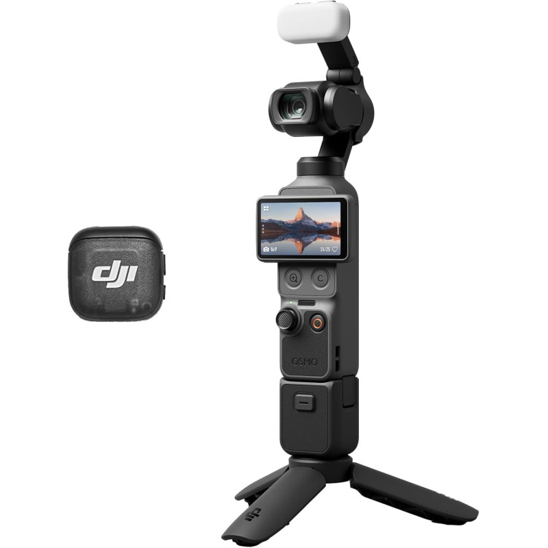 Bundle Créateur DJI Osmo Pocket 4, caméra vlog de Poche avec nacelle, capteur CMOS 1 Pouce et 4K/240 IPS, stabilisation sur 3 Ax