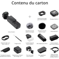 Bundle Créateur DJI Osmo Pocket 4, caméra vlog de Poche avec nacelle, capteur CMOS 1 Pouce et 4K/240 IPS, stabilisation sur 3 Ax
