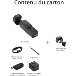 Bundle Standard DJI Osmo Pocket 4, caméra vlog de Poche avec nacelle, capteur CMOS 1 Pouce et 4K/240 IPS, stabilisation sur 3 Ax