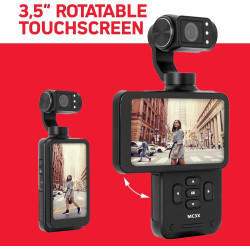 AgfaPhoto Gimbal Realimove MC3X - Caméra Stabilisateur 3 Axes 4K Ultra HD, Écran Tactile Rotatif 3,5", 20 MP, Suivi de Visage, V