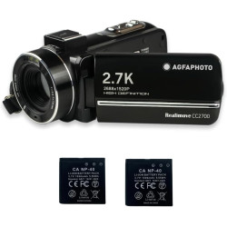 AgfaPhoto Realimove CC2700 – Caméscope Numérique, 2.7K, 24MP, Écran Tactile 3'', Zoom 18X, Télécommande, 2 Batteries Lithium - N