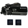 AgfaPhoto Realimove CC2700 – Caméscope Numérique, 2.7K, 24MP, Écran Tactile 3'', Zoom 18X, Télécommande, 2 Batteries Lithium - N