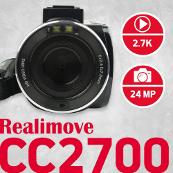 AgfaPhoto Realimove CC2700 – Caméscope Numérique, 2.7K, 24MP, Écran Tactile 3'', Zoom 18X, Télécommande, 2 Batteries Lithium - N