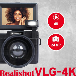 AgfaPhoto Realishot VLG-4K Kit Vlogging - Caméra 24MP, Vidéo 4K, Ecran LCD 3'', Zoom Numérique 16X, Capteur CMOS, Batterie Lithi
