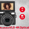 AgfaPhoto Kit Vlogging Tout-en-Un - Caméra VLG-4K Optical, Zoom Optique 5X, Trépied Powerbank, Télécommande, Microphone, Carte M