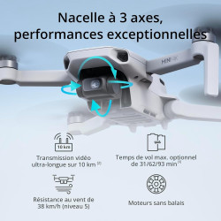 DJI Mini 4K, Drone Caméra 4K UHD, Moins de 249 g, Stabilisation de la Nacelle à 3 Axes, Transmission Vidéo sur 10 km, Retour Aut