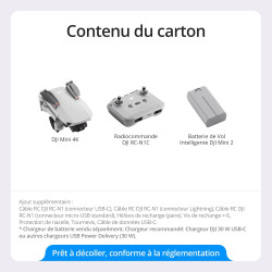 DJI Mini 4K, Drone Caméra 4K UHD, Moins de 249 g, Stabilisation de la Nacelle à 3 Axes, Transmission Vidéo sur 10 km, Retour Aut