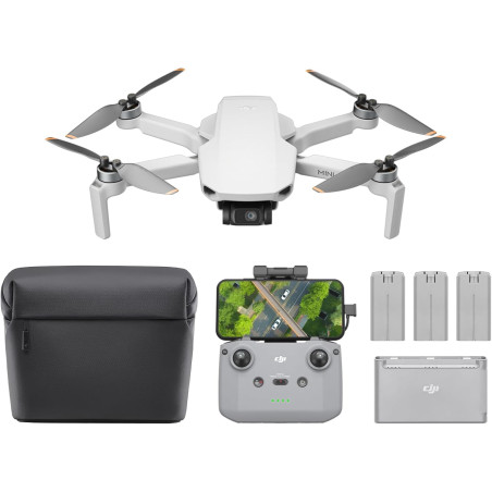 DJI Bundle Fly More Mini 4K, Drone Caméra 4K UHD, Moins de 249 g, Transmission Vidéo sur 10 km, Retour Auto, Trois Batteries, Te