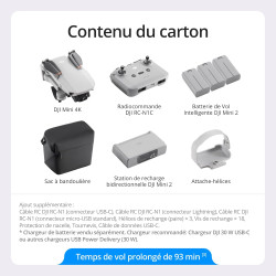 DJI Bundle Fly More Mini 4K, Drone Caméra 4K UHD, Moins de 249 g, Transmission Vidéo sur 10 km, Retour Auto, Trois Batteries, Te