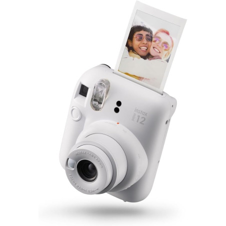 instax Mini Appareil Photo instantané 12, Exposition Automatique avec Objectif Selfie intégré, Blanc Argile