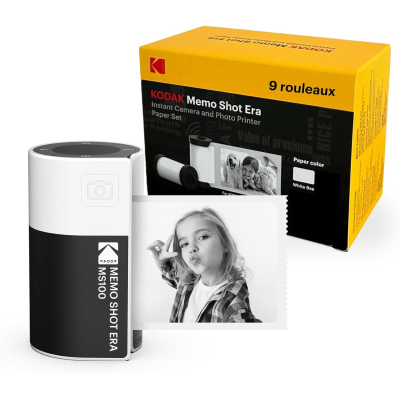 Kodak Memo Shot Era Cadeau Noel - Appareil Photo numérique instantané & Imprimante Photo, Blanc (Appareil Photo avec 1 Rouleau d