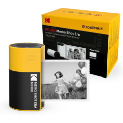 Kodak Memo Shot Era Cadeau Noel - Appareil Photo numérique instantané & Imprimante Photo, Jaune (Appareil Photo avec 1 Rouleau d