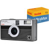 Kodak EKTAR H35N Pack Appareil Photo Demi-Cadre avec Film Kodak Ultramax 400/24EXP 35 mm (Rayures Noires)