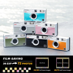 Kodak EKTAR H35N Appareil Photo Demi-Cadre, 35 mm, réutilisable, sans Mise au Point, Fonction Ampoule, Filtre étoile intégré, le