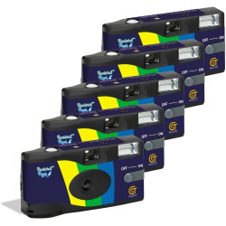 GT PHOTO GT27FL Realishot Flash - Pack de 5 Appareil Photo Jetable 35mm avec Flash, 27 Poses, Idéal pour Événements, Voyages et 