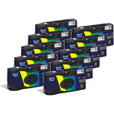 GT PHOTO GT27FL Realishot Flash - Pack de 10 Appareil Photo Jetable 35mm avec Flash, 27 Poses, Idéal pour Événements, Voyages et