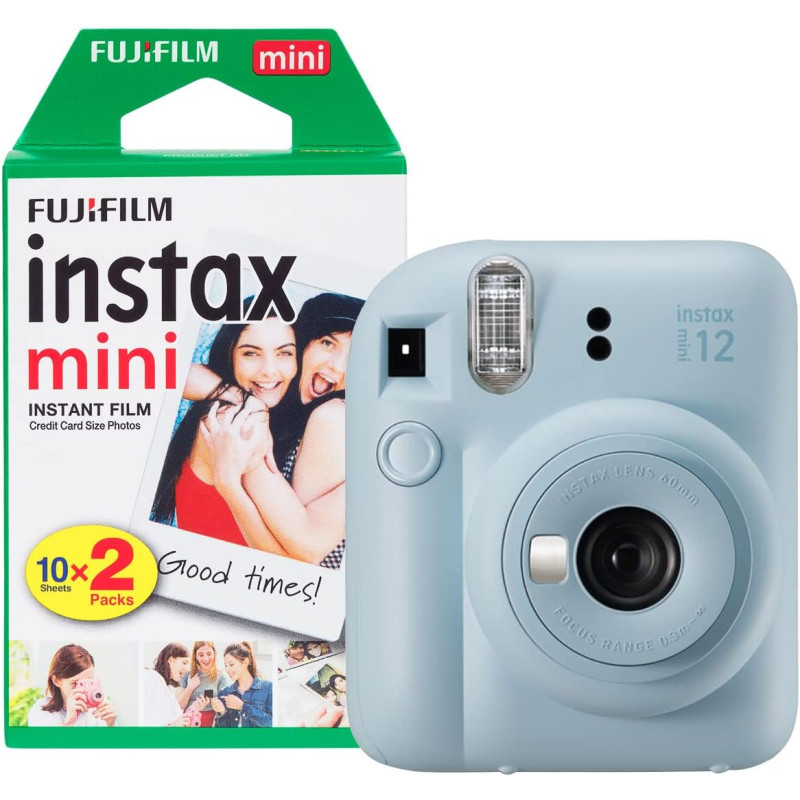 Fujifilm Instax Mini 12 Appareil Photo instantané avec Pack de 20 pellicules Bleu Pastel