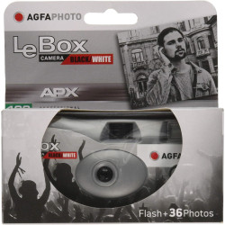 AgfaPhoto 601020 - Appareil Photo Jetable LeBox Flash, 27 Photos, Objectif Optique 31 mm - Gris et Rouge