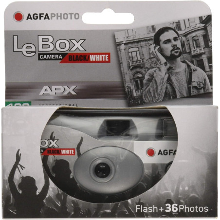 AgfaPhoto 601020 - Appareil Photo Jetable LeBox Flash, 27 Photos, Objectif Optique 31 mm - Gris et Rouge
