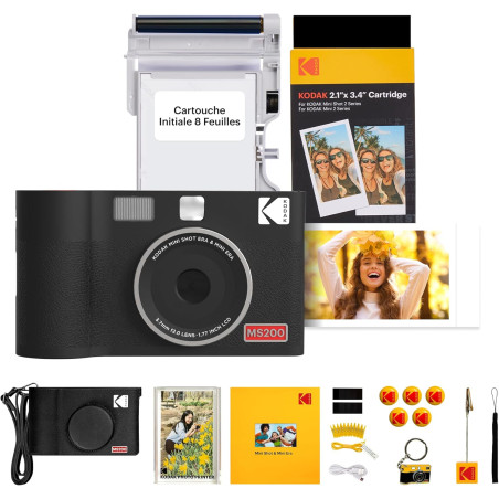 KODAK Mini Shot 2 Era 4PASS 2-in-1 Appareil Photo Instantané et Imprimante Photo Portable (5,3x8,6cm) Lot Accessoire avec 38 Feu