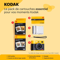 KODAK Mini Shot 3 Era 4PASS 2-in-1 Appareil Photo Instantané et Imprimante Photo Portable (7,6x7,6cm) Appareil Photo + Paquet av