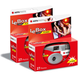 AGFA PHOTO PACK 2 x 601020 - Appareil Photo Jetable LeBox Flash, 27 photos, Objectif Optique 31 mm - Gris et Rouge