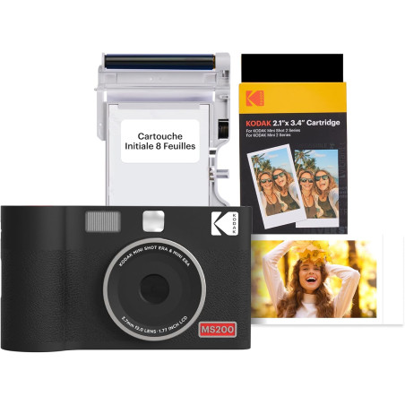 KODAK Mini Shot 2 Era 4PASS 2-in-1 Appareil Photo Instantané et Imprimante Photo Portable (5,3x8,6cm) (Appareil Photo + Paquet a
