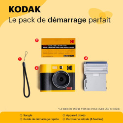 Kodak Mini Shot 3 Era 4PASS 2-in-1 Appareil Photo Instantané et Imprimante Photo Portable (7,6x7,6cm) (Appareil Photo + Paquet a