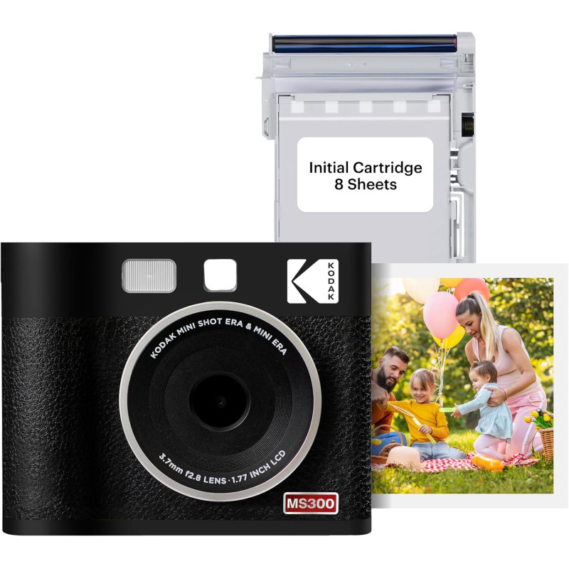 Kodak Cam Mini Shot 3 Era - Appareil Photo Instantané & Imprimante Photo Portable, Noir 3x3 (Appareil Photo + Papier Photo One-T