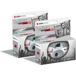 Agfaphoto pack 2 x 601026 - appareil photo jetable lebox noir&white, 27 photos, objectif optique 31 mm - gris