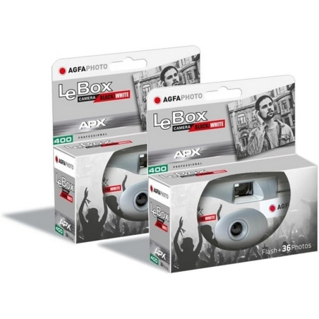 Agfaphoto pack 2 x 601026 - appareil photo jetable lebox noir&white, 27 photos, objectif optique 31 mm - gris