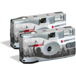 Agfaphoto pack 2 x 601026 - appareil photo jetable lebox noir&white, 27 photos, objectif optique 31 mm - gris