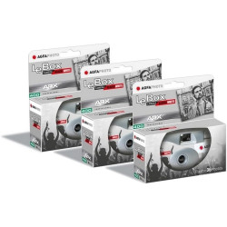 Agfaphoto pack 3 x 601026 - appareil photo jetable lebox noir&white, 27 photos, objectif optique 31 mm - gris
