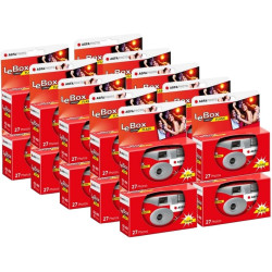 AgfaPhoto 601020 - Appareil Photo Jetable LeBox Flash, 27 Photos, Objectif Optique 31 mm - Gris et Rouge