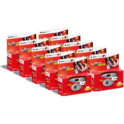 AGFA Photo 601020 - Appareil Photo Jetable LeBox Flash, 27 Photos, Objectif Optique 31 mm - Gris et Rouge