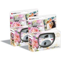 AgfaPhoto Pack 2 x 601025 - Appareil Photo Jetable LeBox Wedding, 27 Photos, Objectif Optique 31 mm - Gris