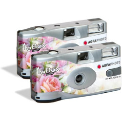 AgfaPhoto Pack 2 x 601025 - Appareil Photo Jetable LeBox Wedding, 27 Photos, Objectif Optique 31 mm - Gris