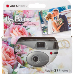 AgfaPhoto 601020 - Appareil Photo Jetable LeBox Flash, 27 Photos, Objectif Optique 31 mm - Gris et Rouge