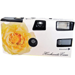 1A PHOTO PORST Lot de 10 appareils photo de mariage jetables avec flash (27 photos 400 ASA) - Rose blanche