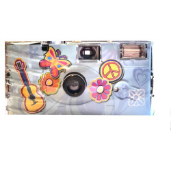 PHOTO PORST Lot de 4 appareils photo jetables 1 A édition Flower Power, fleurs et papillon, avec flash, piles et film (lot de 4,