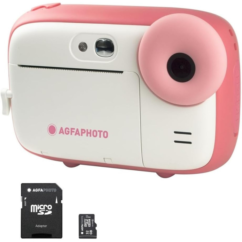 AgfaPhoto Pack Realikids Instant Cam + 1 Carte Micro SD 32GB - Appareil Photo Instantané Enfant, Ecran LCD 2,4', Batterie Lithiu