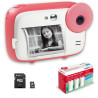 AgfaPhoto Pack Realikids Instant Cam + 1 Carte Micro SD 32GB + 3 Rouleaux Papier Thermique ATP3WH - Appareil Photo Instantané En