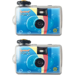 GT PHOTO GT27WP Realishot Splash - Pack de 2 Appareils Photo Jetables Étanches, 27 Photos, 35mm, 4K Ultra HD, Waterproof - Bleu