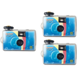 GT PHOTO GT27WP Realishot Splash - Pack de 3 Appareils Photo Jetables Étanches, 27 Photos, 35mm, 4K Ultra HD, Waterproof - Bleu