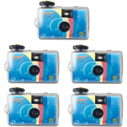 GT PHOTO GT27WP Realishot Splash - Pack de 5 Appareils Photo Jetables Étanches, 27 Photos, 35mm, 4K Ultra HD, Waterproof - Bleu